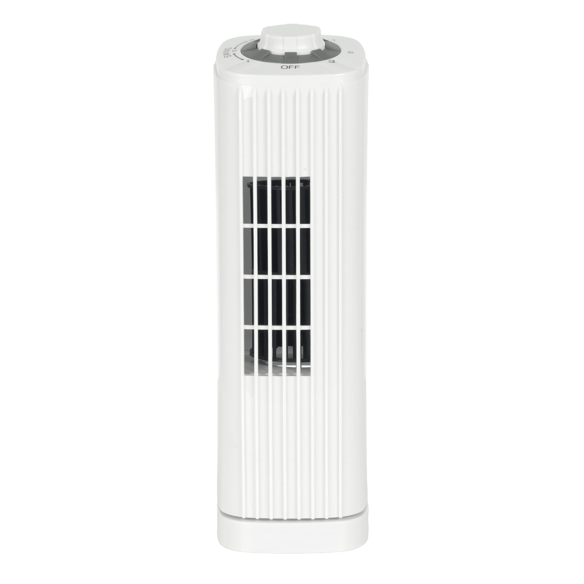 Optimus 14in. 3-Speed Portable Ultra-Slim Desktop Oscillating Tower Fan — White, Model# F-7348WH-F